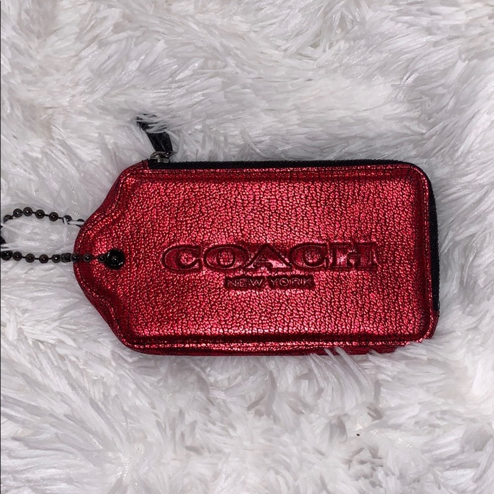 📌 RARE Coach Iconic Tag Metallic Mini Wallet